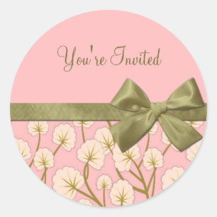 Sticker Rond Invitation à la fête de bonbons en coton
