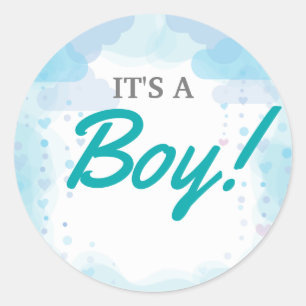 Sticker Rond Invitation Baby shower éléphant, Baby shower garço