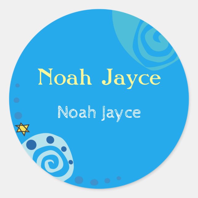 Sticker Rond Invitation Bat mitzvah du bar NOAH'S WAVES (Devant)