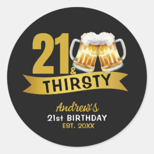 Sticker Rond Invitation d'anniversaire 21 & SOIF-21