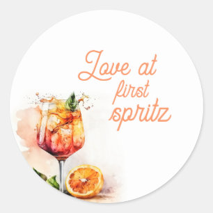 Sticker Rond Invitation de Shower de Mariage Love at First Spri