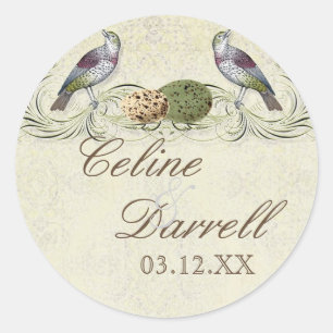 Sticker Rond Invitation des ailes de l'amour -Sticker Mariage o