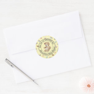 Sticker Rond Invitation pour une fête de bébé garçon ou fille (