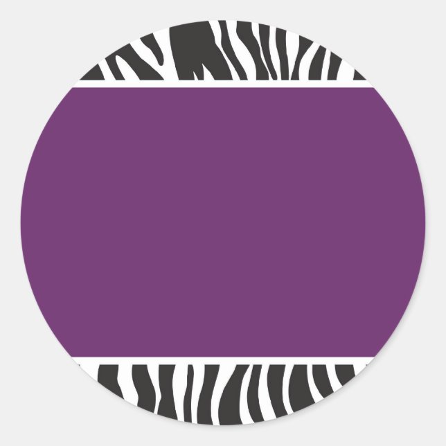 Sticker Rond Invitation Zebra violet (Devant)