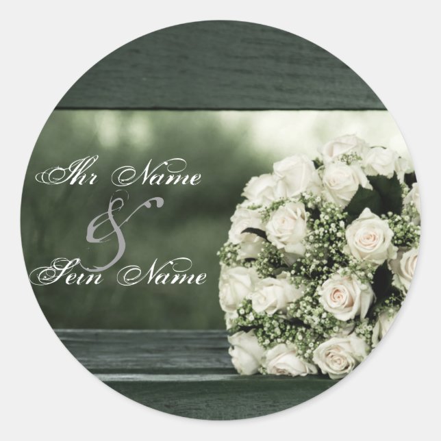 Sticker Rond Invitations de mariage élégantes (Devant)