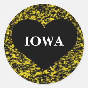 Sticker Rond Iowa Coeur jaune