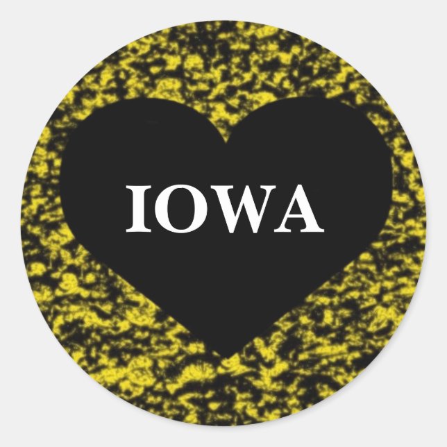 Sticker Rond Iowa Coeur jaune (Devant)
