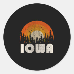 Sticker Rond Iowa - nature drôle vintage randonnée 60s 70s 80s