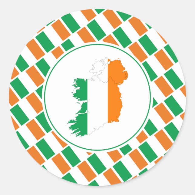 Sticker Rond IRELAND FLAG Irish Map Patriotique élégant (Devant)