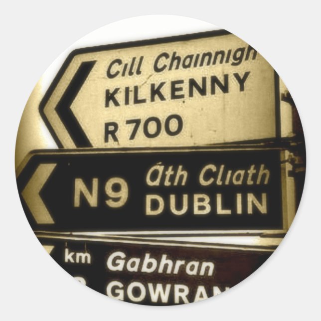 Sticker Rond Ireland Roadside Signs (Devant)