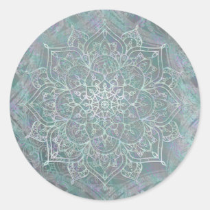 Sticker Rond Iridescente Shimmer Mandala Boho Chic