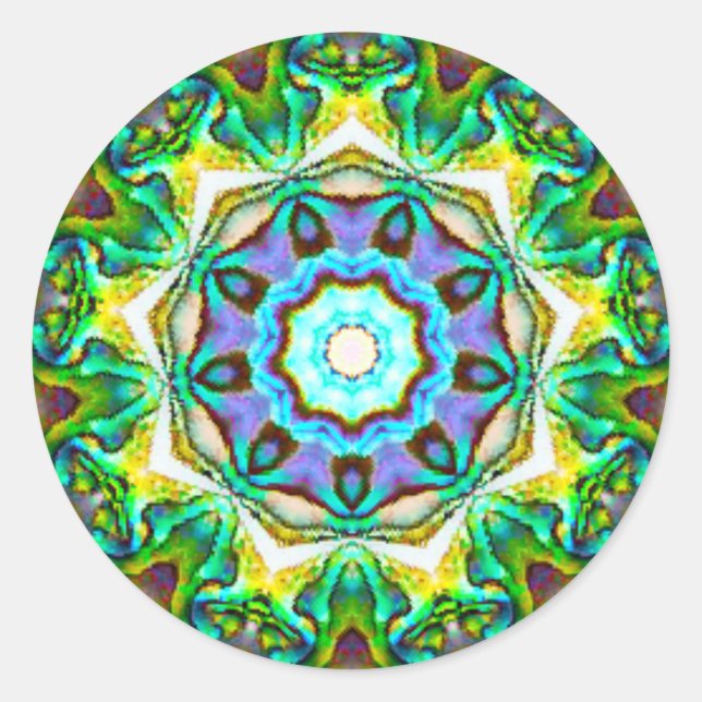 Sticker Rond Iridescente spirituelle Paua Shell Fractal (Devant)