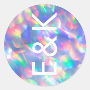 Sticker Rond Iridescente Ultra Moderne Mariage Monogramme