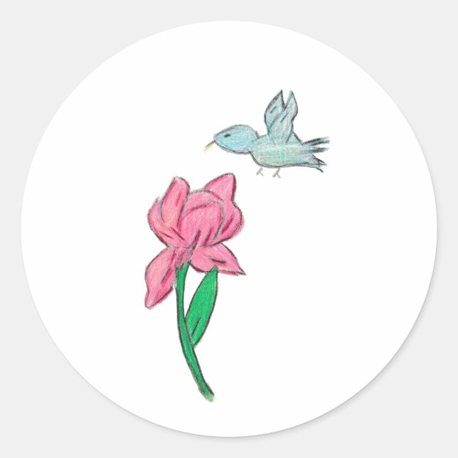 Sticker Rond Iris rose (Devant)