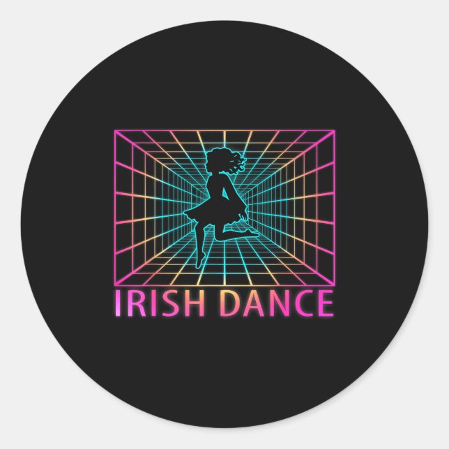 Sticker Rond Irish Dance Retro Dancer Gift  (Devant)