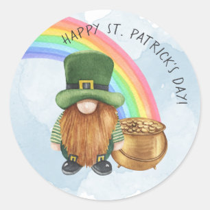 Sticker Rond Irish Gnome Pot of Gold Custom St Patrick's Day