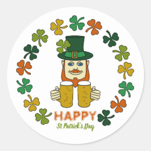 Sticker Rond Irish Leprechaun, Saint Patrick's Day