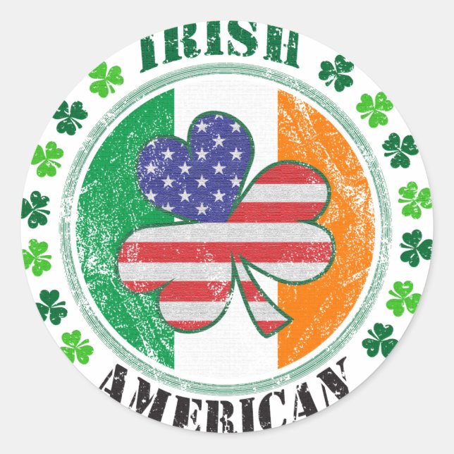 Sticker Rond Irlandais-Américain : (Devant)