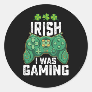 Sticker Rond Irlandais Je Jouais Jeux Gamer St Patrick's Day