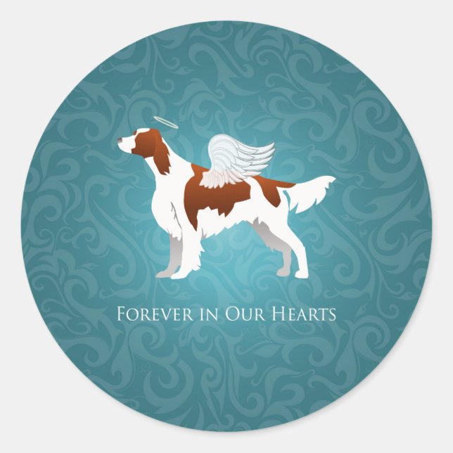 Sticker Rond Irlandais rouge et blanc Setter Pet Memorial Chien (Devant)