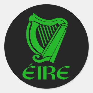 Sticker Rond Irlande Eire Eireann Fierté Irlandaise Harpe Gaéli