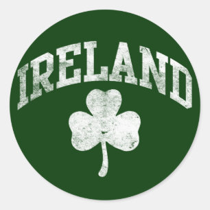 Sticker Rond Irlande, Grunge Style Shamrock Varsity