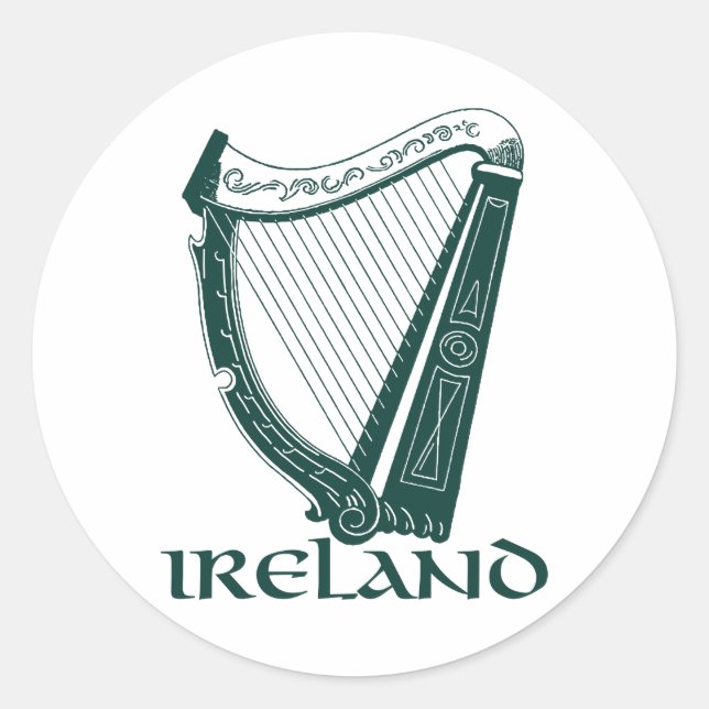 Sticker Rond Irlande Harp Design, Irish Harp (Devant)