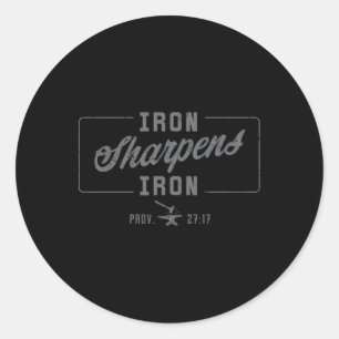 Sticker Rond Iron Sharpens Fer Christian Hommes Bible Écriture 