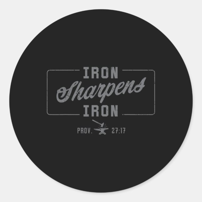Sticker Rond Iron Sharpens Fer Christian Hommes Bible Écriture  (Devant)