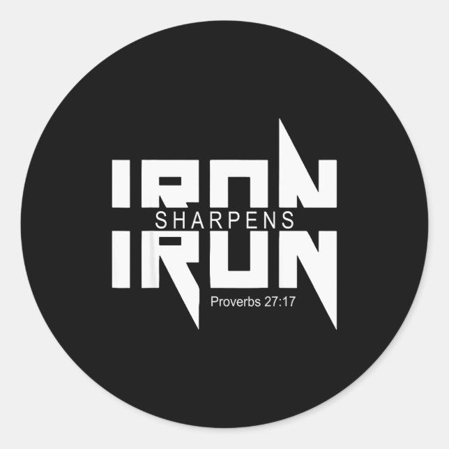 Sticker Rond Iron Sharpens Iron Bible Jesus Faith Religious Chr (Devant)