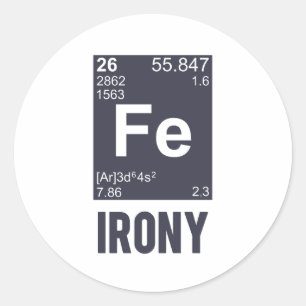 Sticker Rond Ironique élément chimique FE Ironie