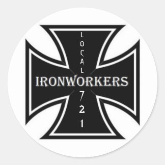 STICKER ROND IRONWORKERS IRONCROSS, LOCAL, 721