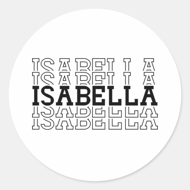 Sticker Rond Isabella Custom Girl Nom empilé (Devant)
