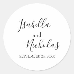 Sticker Rond Isabella Simple Moderne Calligraphie Mariage