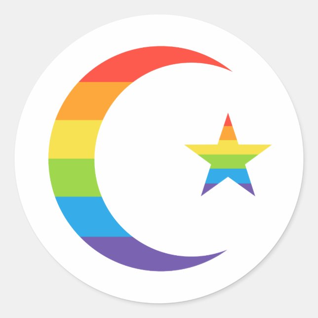 Sticker Rond Islam Crescent & Star Muslim LGBTQ Gay pride Drape (Devant)