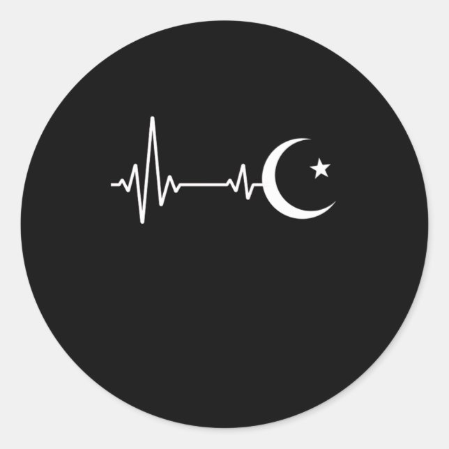 Sticker Rond Islam musulman Hearbeat Islam Allah Mecca Hajj Gi (Devant)