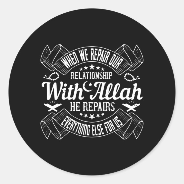 Sticker Rond Islam - Réparez Votre Relation Avec Allah (Devant)