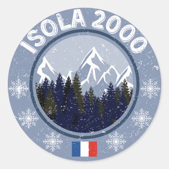 Sticker Rond Isola 2000 Station de Ski (Devant)