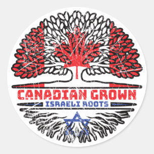 Sticker Rond Israël Israël Canadian Canada Arbre Drapeau
