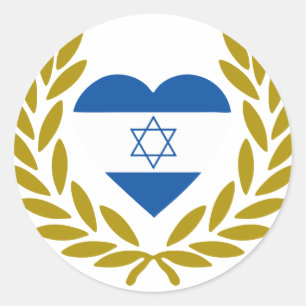 Sticker Rond israël-laurier-coeur.