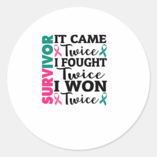Sticker Rond It camé Twice I Won Twice Cancer Survivor