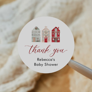 Sticker Rond It Takes a Village Christmas Baby Shower