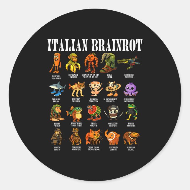 Sticker Rond Italian Brain Rot Italian Brainrot Funny Memes  (Devant)
