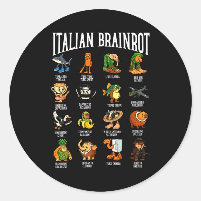 Sticker Rond Italian Brainrot Ballerina Ino Character Meme Mix  (Devant)