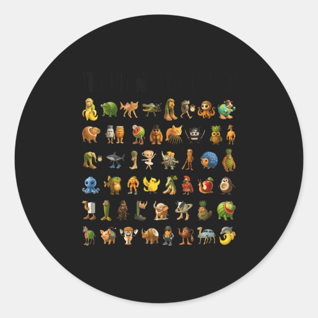 Sticker Rond Italian Brainrot Gen-z Meme Funny Brain Rot Christ (Devant)