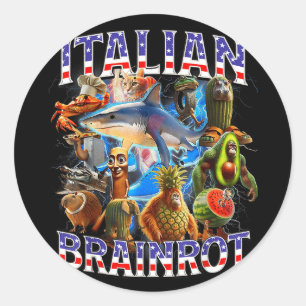 Sticker Rond Italian brainrot grand mème pied de drapeau 4 juil