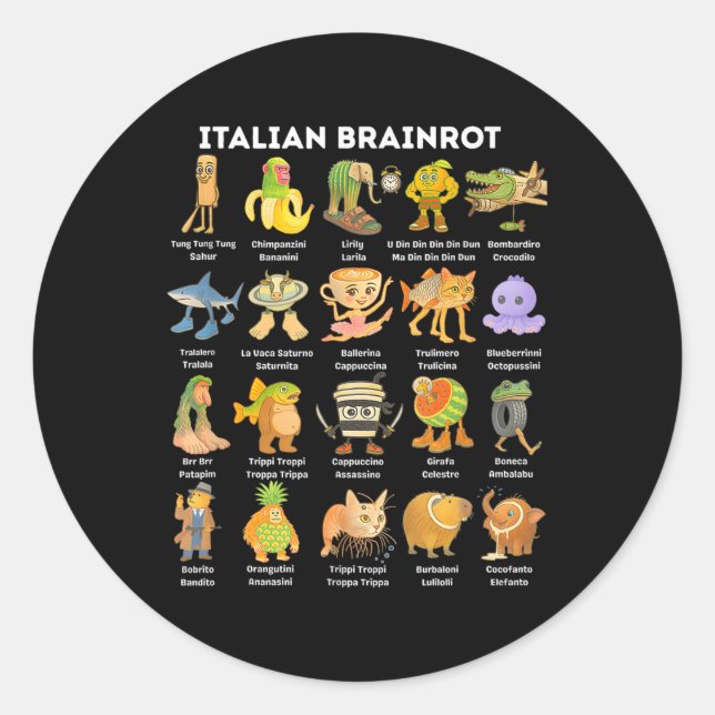 Sticker Rond Italian Brainrot Meme For Kids Boy Men Women  (Devant)