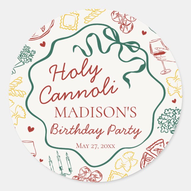 Sticker Rond Italian Pasta Holy Cannoli Birthday Envelope Seal (Devant)