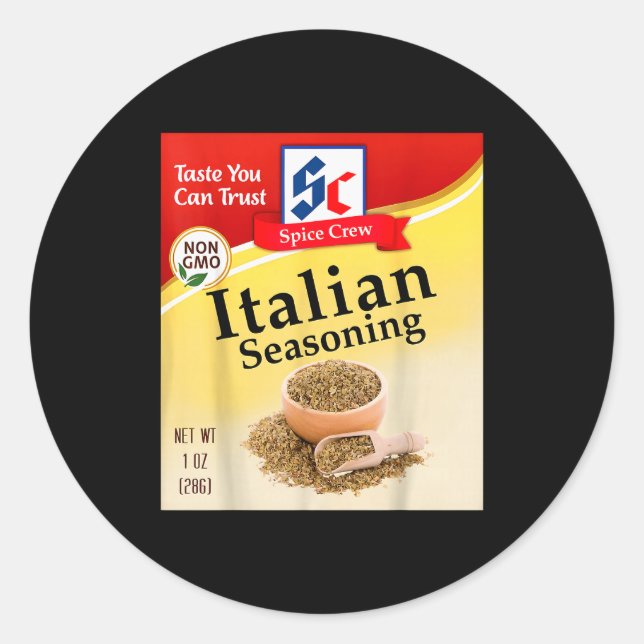 Sticker Rond Italian Seasoning Condiment Costume Holiday Sce Co (Devant)