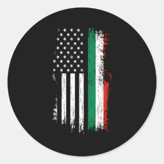 Sticker Rond Italie American Flag Pride Italie Usa
